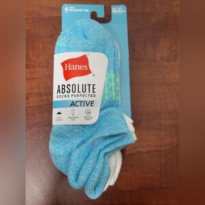 Hanes Girls Active Blue and White Socks M (10.5-4) 4 Pack Nwt